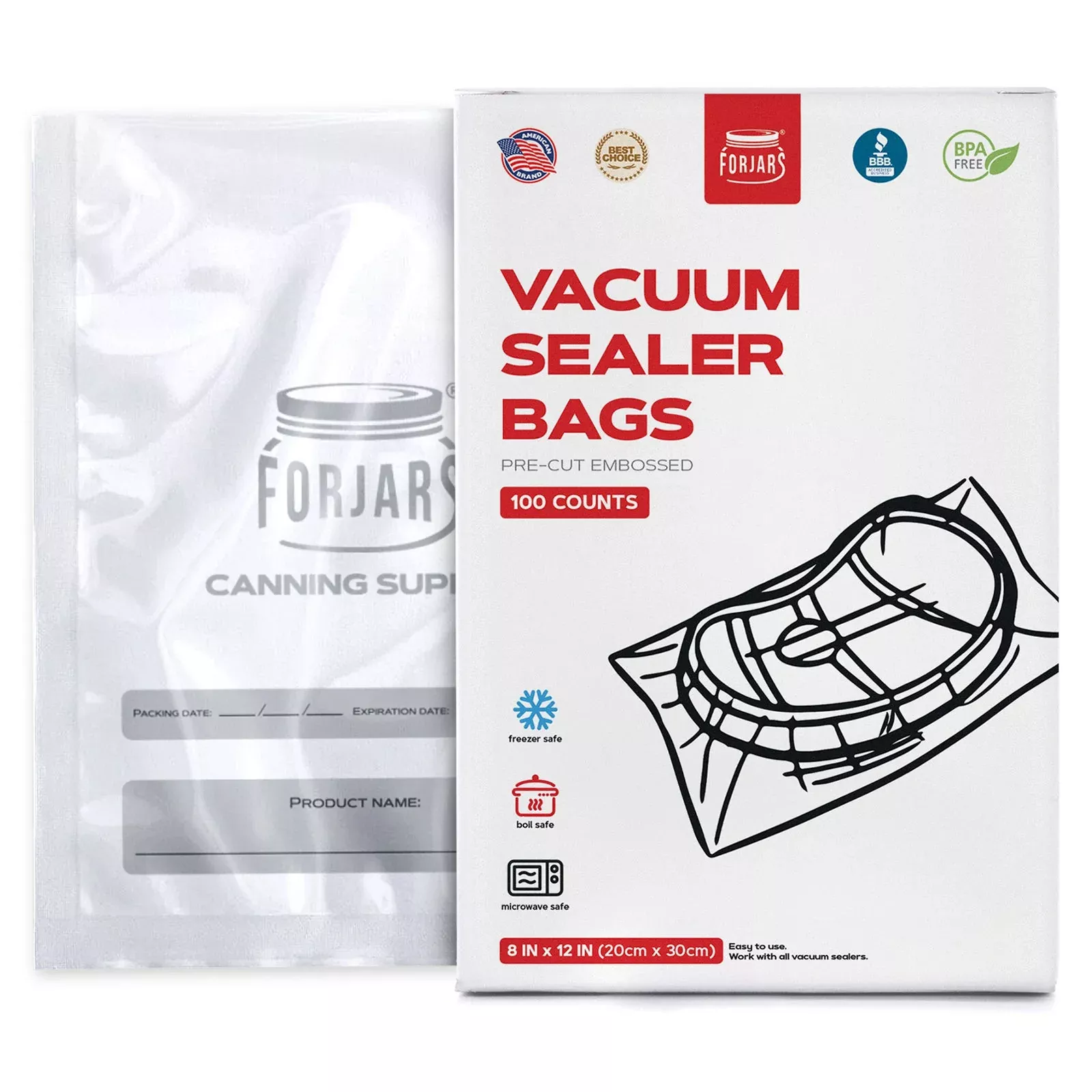 100 count 8×12 Vacuum Sealer Bags