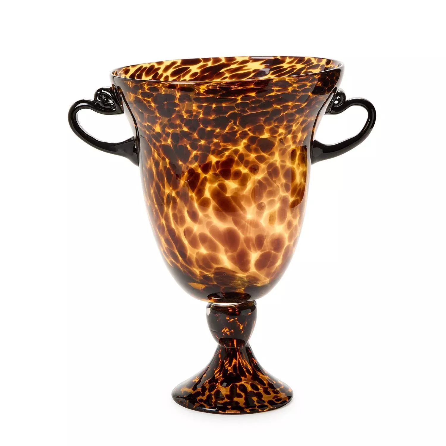12" Tortoise Etruscan Style Hand Blown Glass Vase