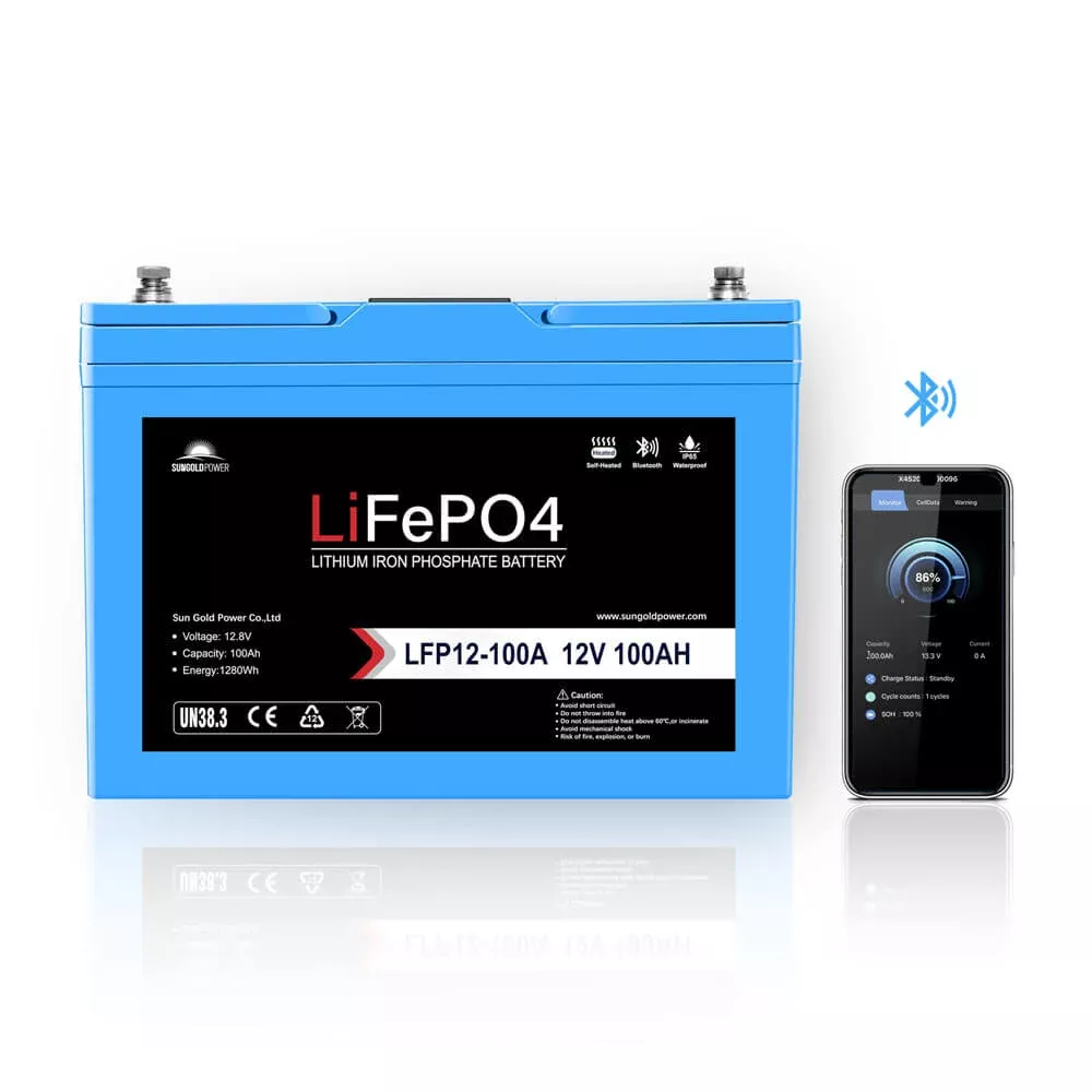 12V 100AH LiFePO4 Deep Cycle Lithium Battery / Bluetooth /Self-heating / IP65
