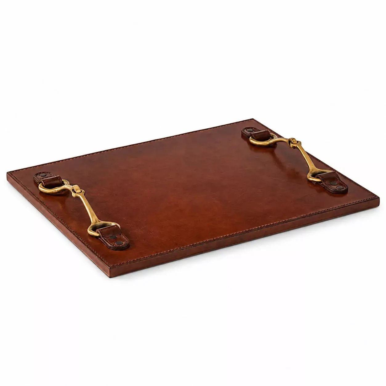 16" Leather Tray with Horse Bit Handles