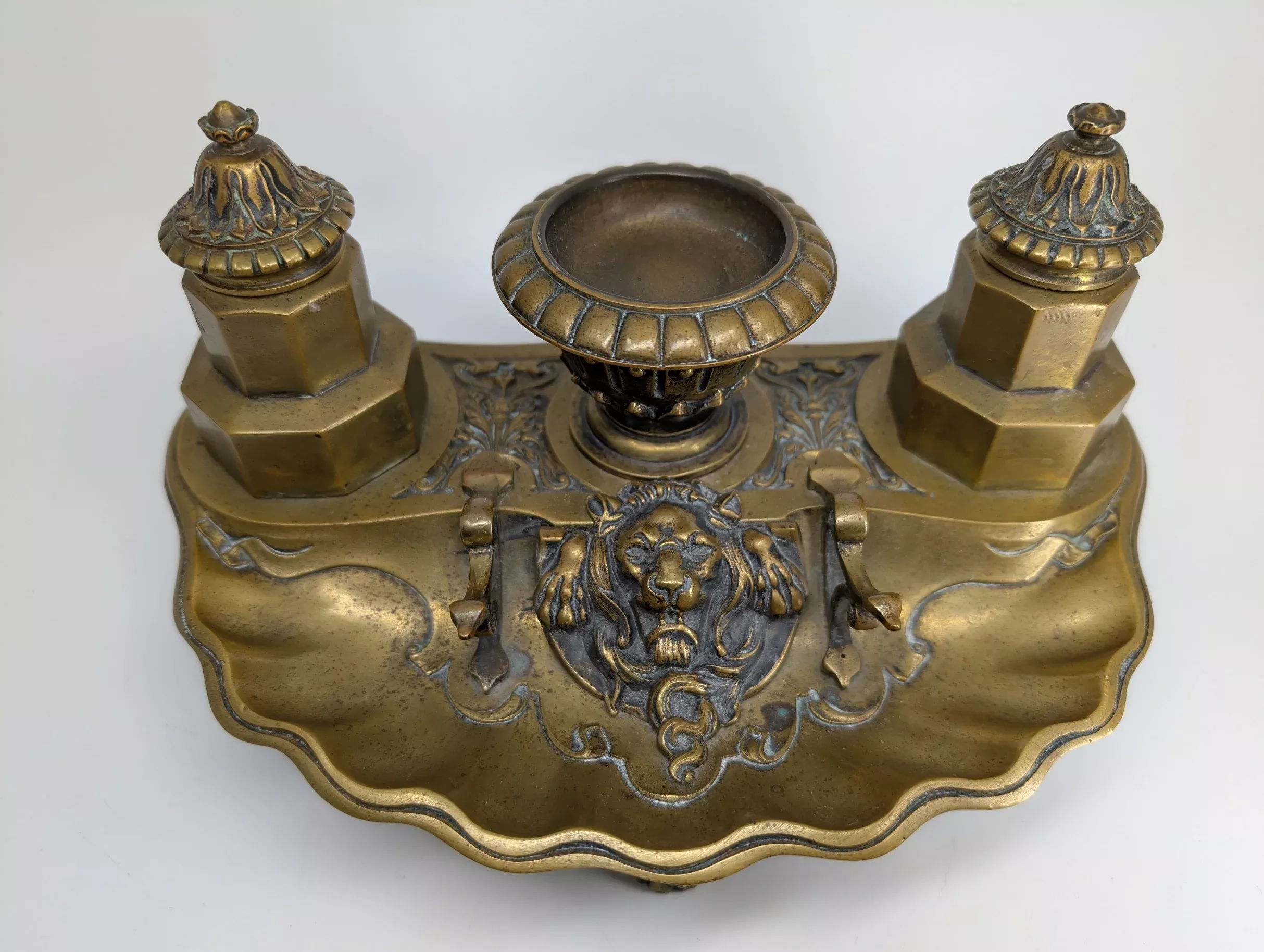 1890’s Bronze Inkwell / Pen Rest