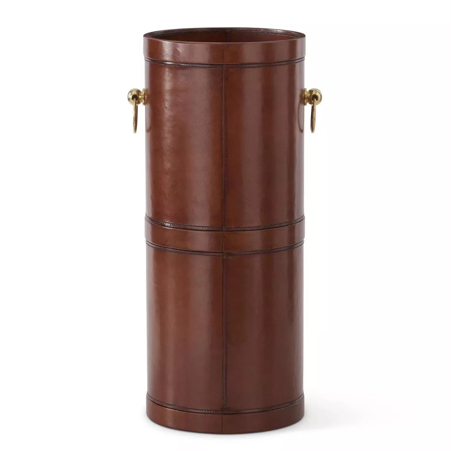 19.75" Brown Leather Umbrella Stand