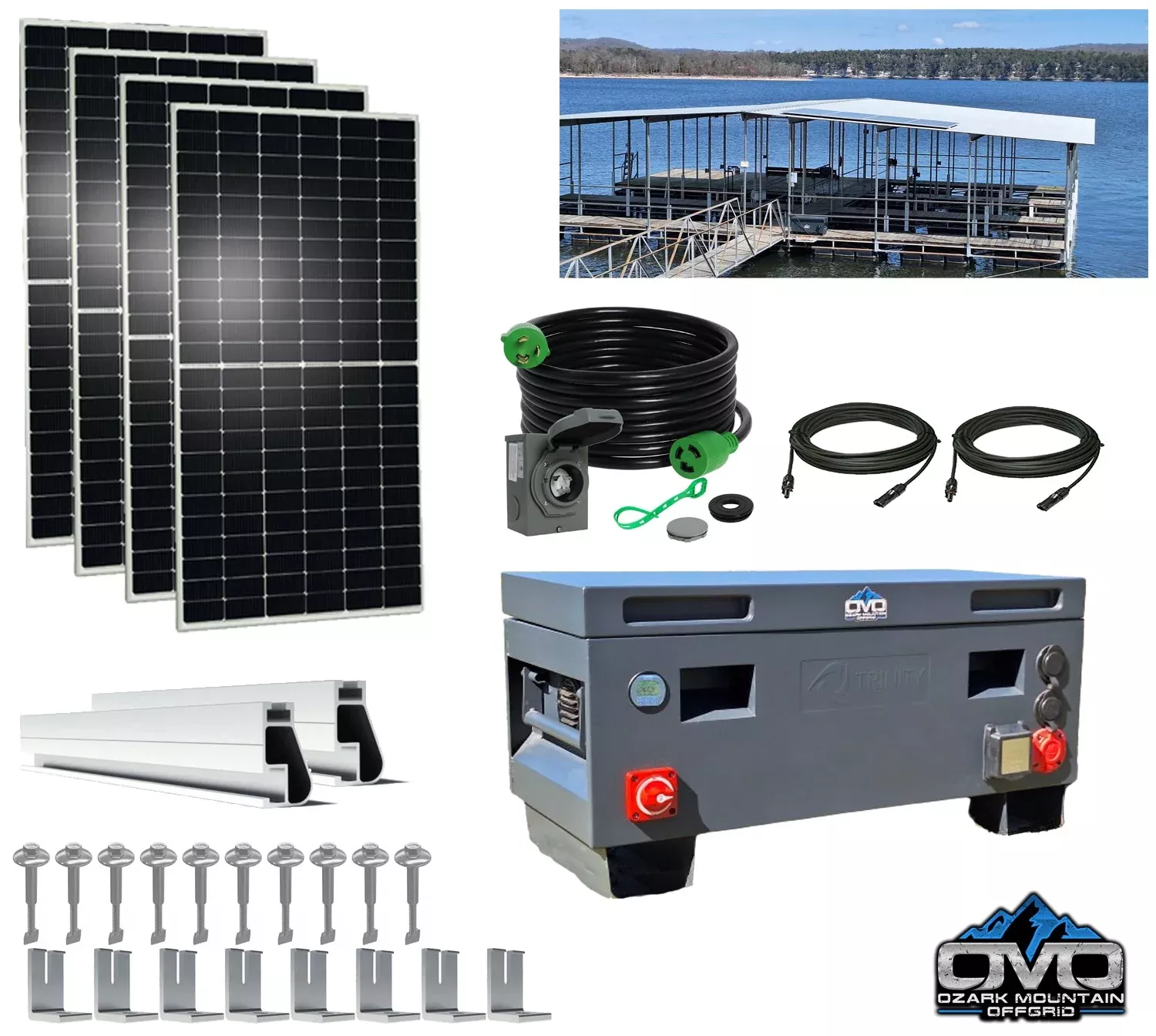 2.2KW Boat Dock Offgrid Solar Kit – Portable with Plug and Play Connections