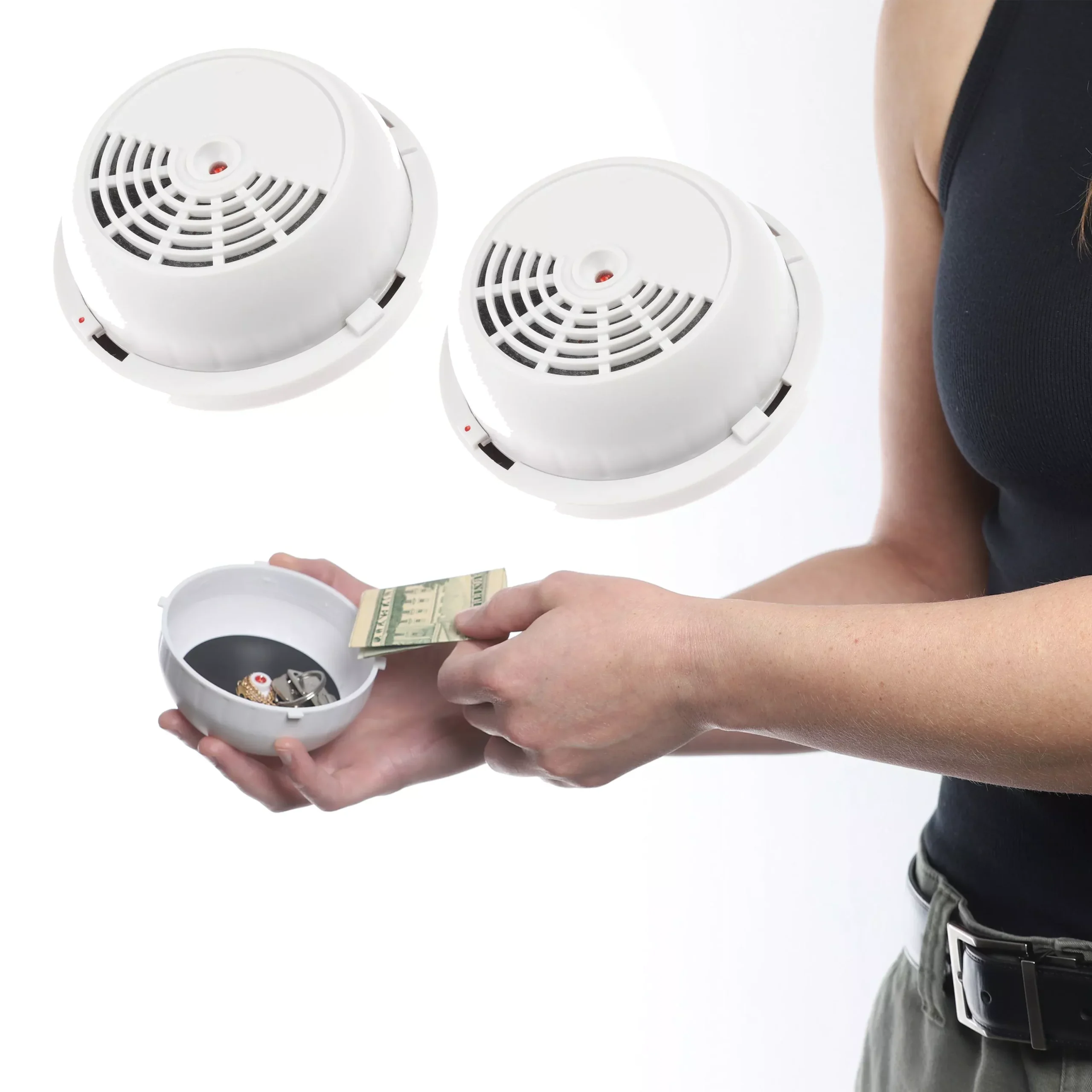 2 pcs EchoSafe Fake Smoke Detector Hidden Safe