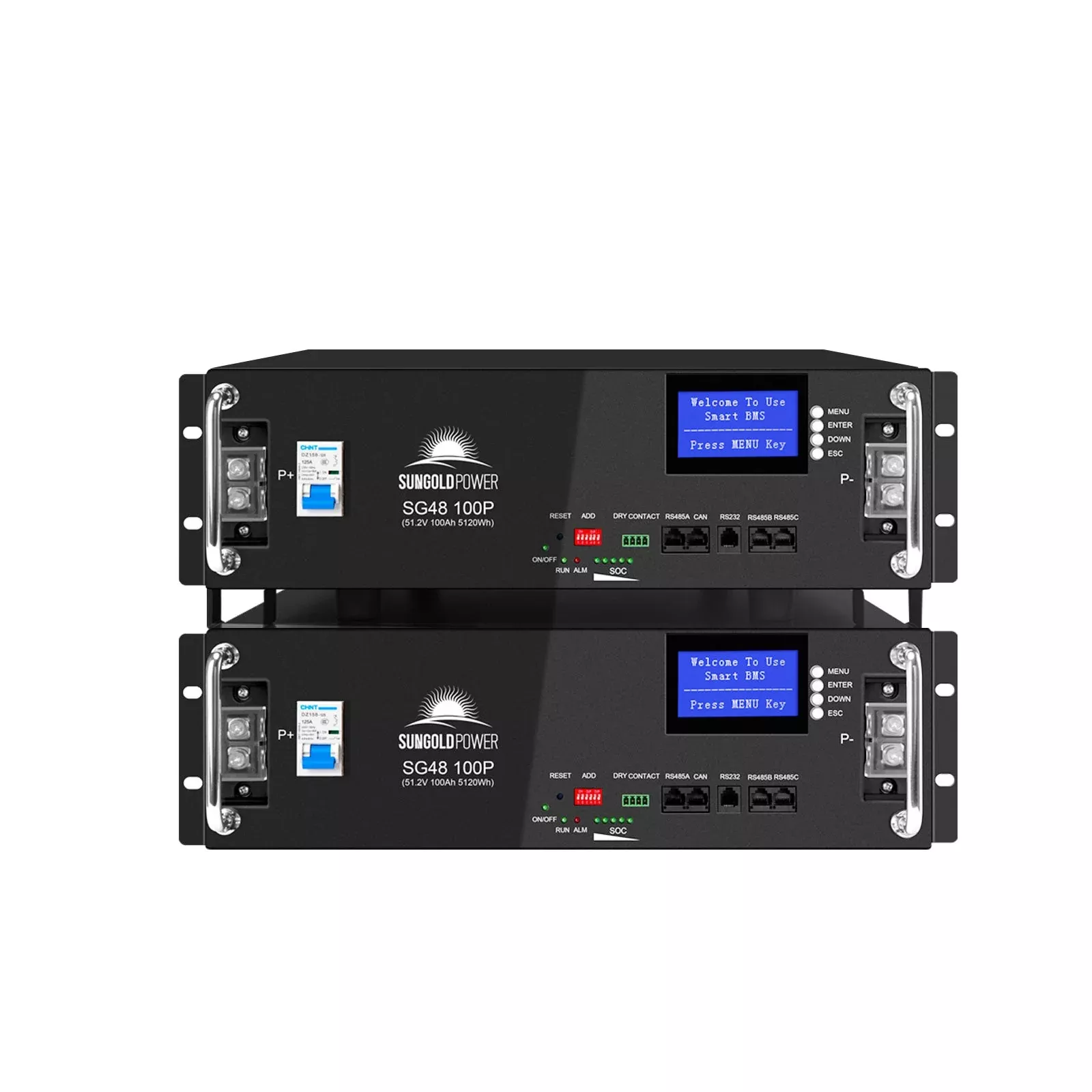 2 X 48V 100AH Server Rack LiFePO4 LithiumBattery SG48100P UL1973 UL9540A
