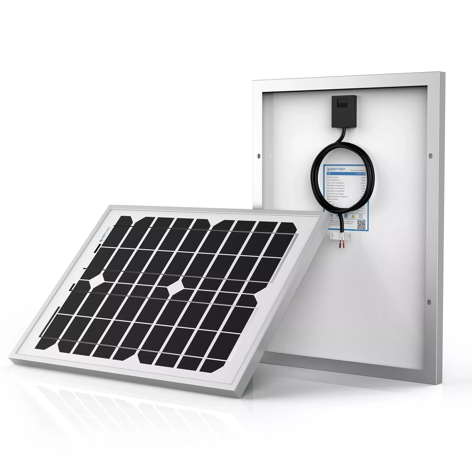 20 Watt 12 Volt Monocrystalline Solar Panel