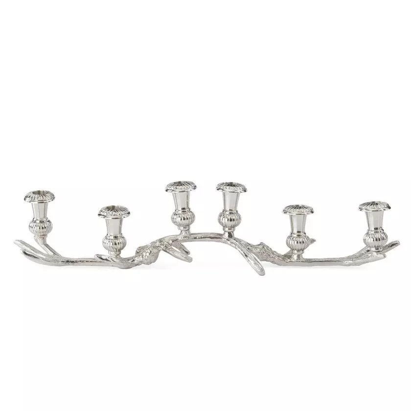 24.5" Silver Antler 6 Taper Candle Holder