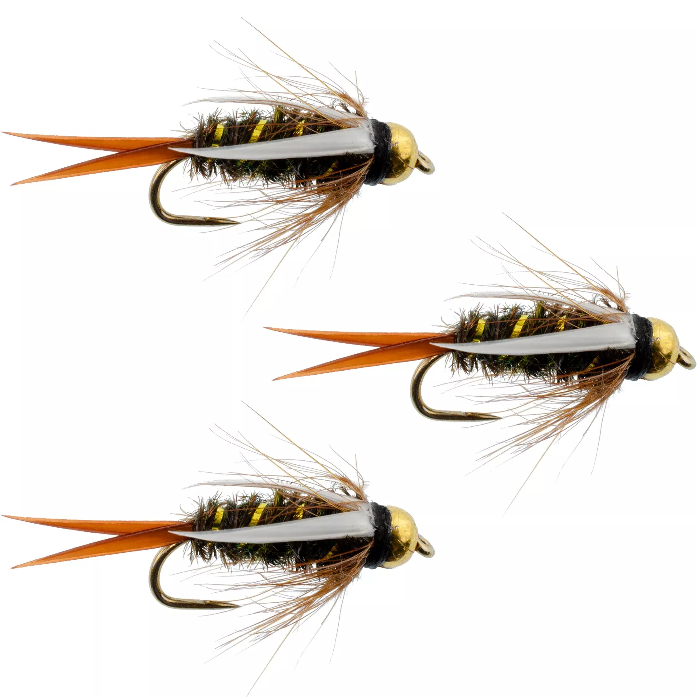 3 Pack Barbless Bead Head Prince Nymph Fly Fishing Flies – Hook Size 10