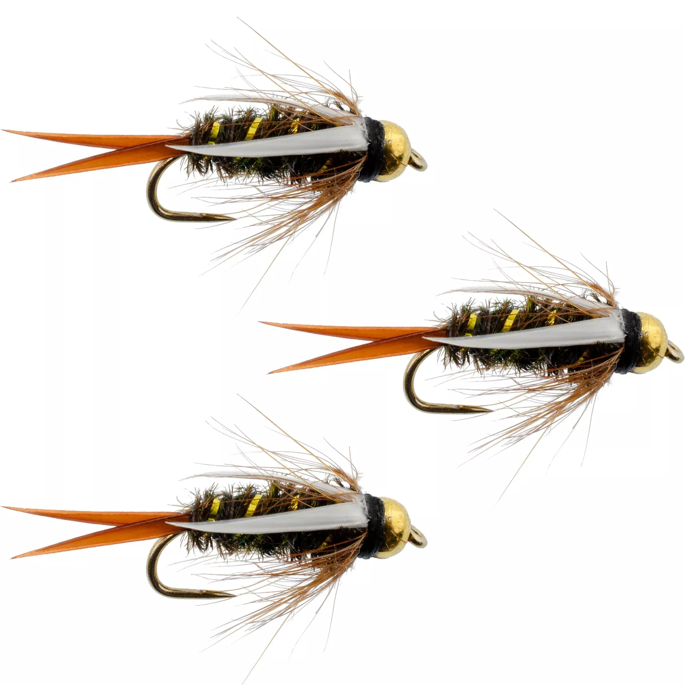 3 Pack Barbless Bead Head Prince Nymph Fly Fishing Flies – Hook Size 16