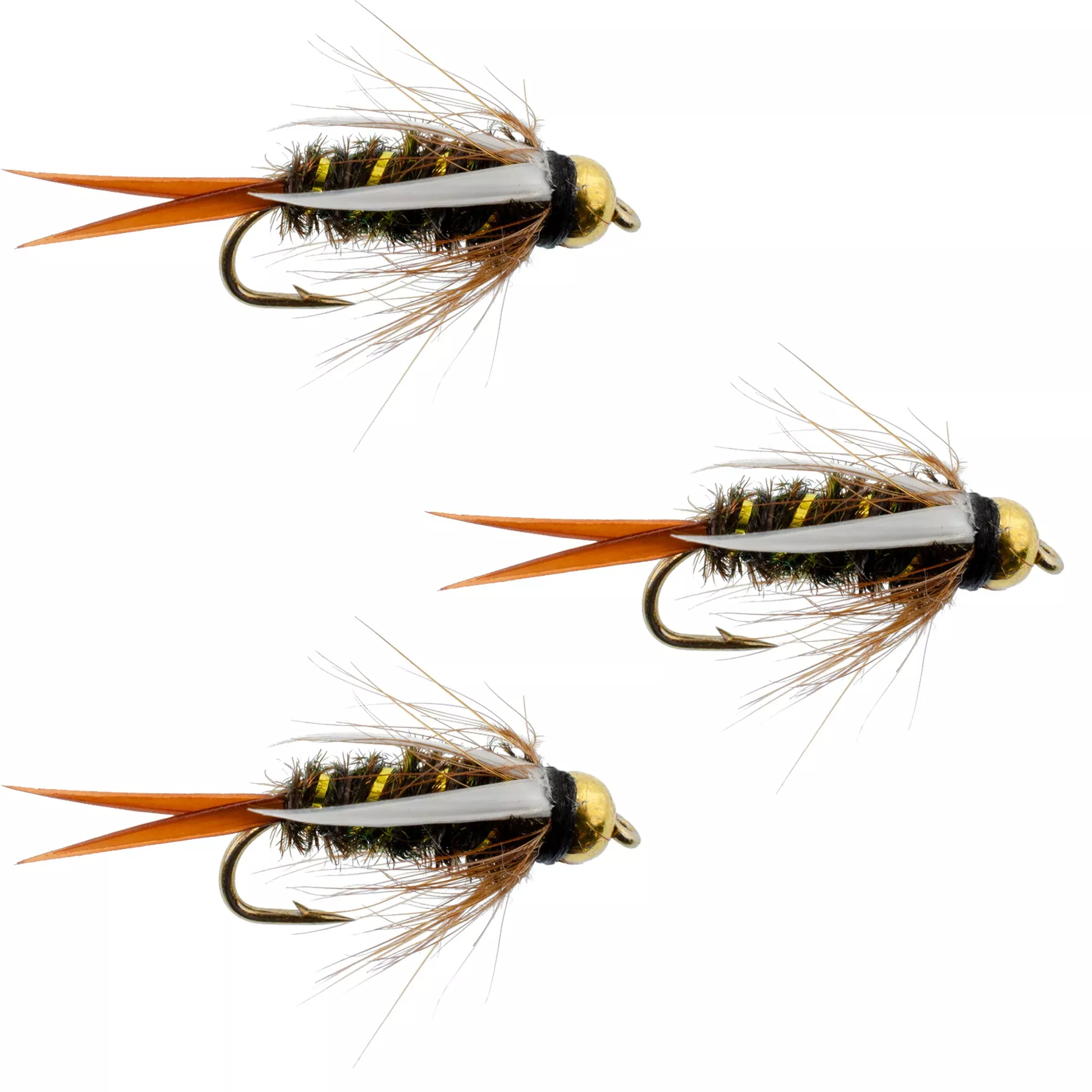 3 Pack Bead Head Prince Nymph Fly Fishing Flies – Hook Size 10