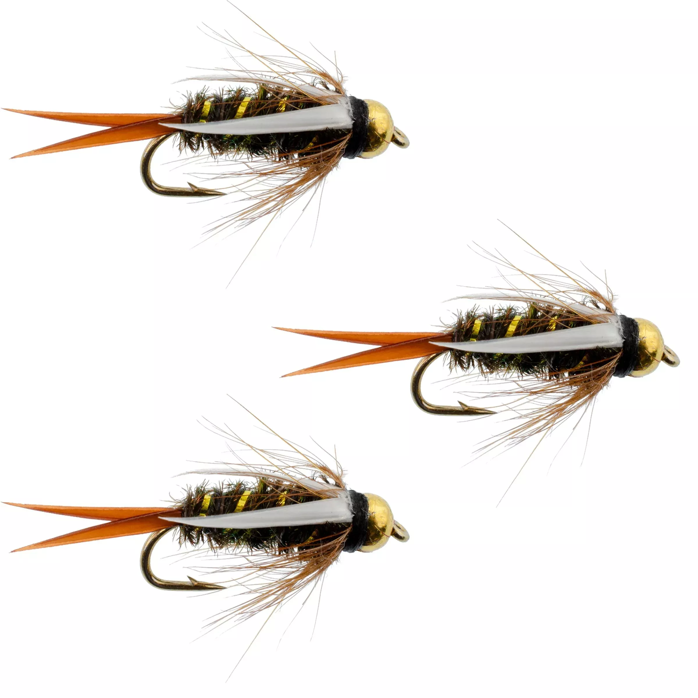 3 Pack Bead Head Prince Nymph Fly Fishing Flies – Hook Size 12