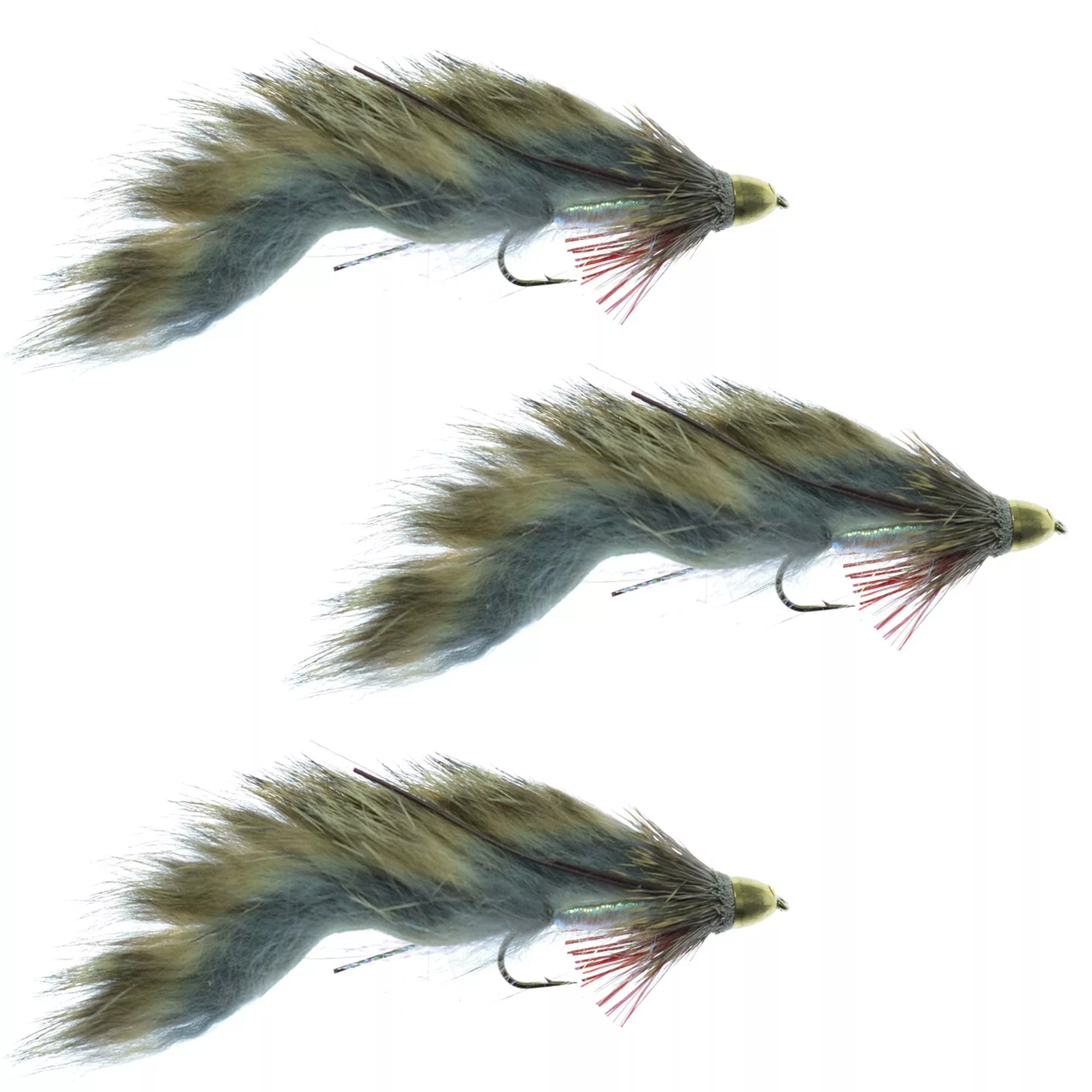 3 Pack ConeHead Zuddler Trout and Bass Streamer Fly -Lunchables – Natural – Hook Size 4