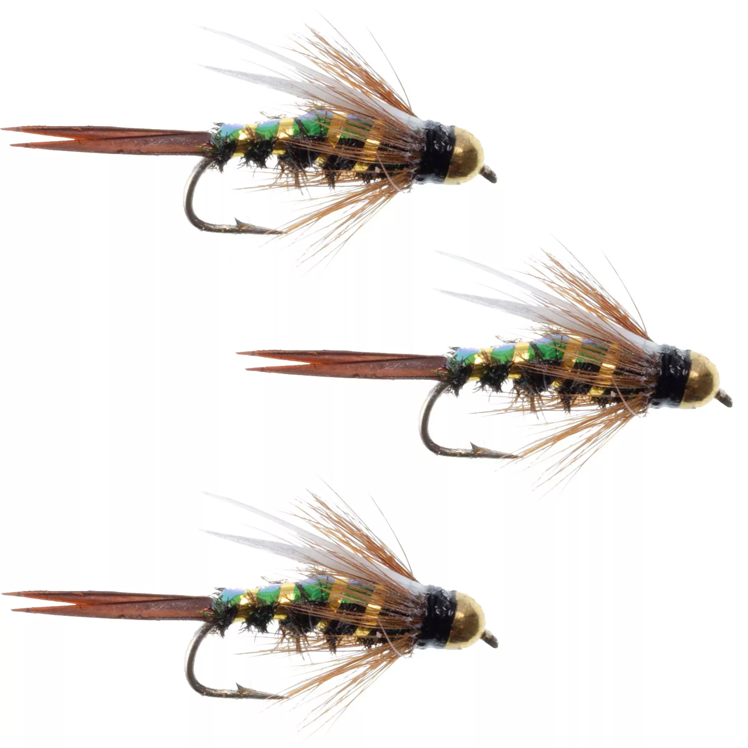 3 Pack Flash Back Tungsten Bead Head Prince Nymph Fly Fishing Flies – Hook Size 12