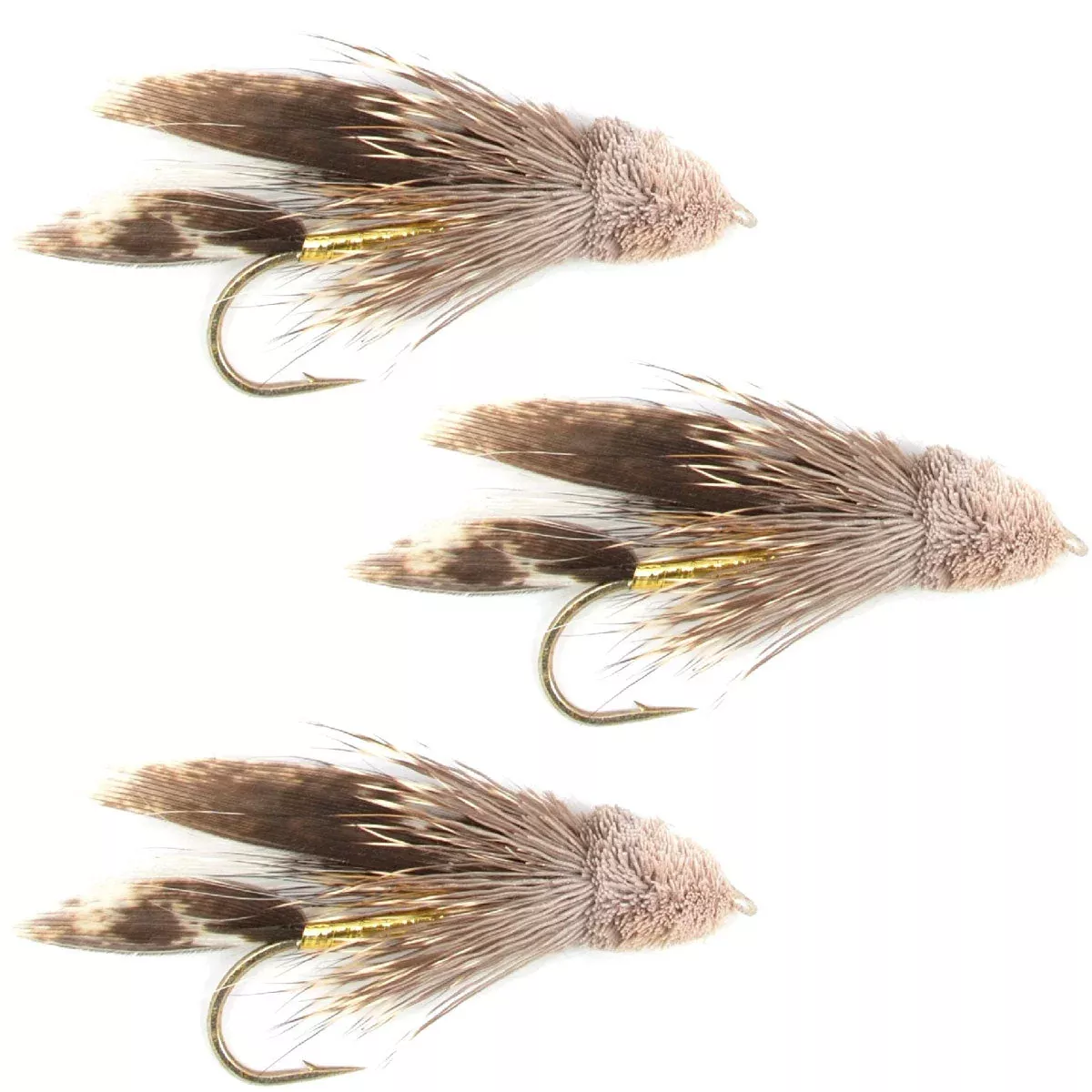 3 Pack Muddler Minnow Trout and Bass Streamer Fly – Hook Size 4