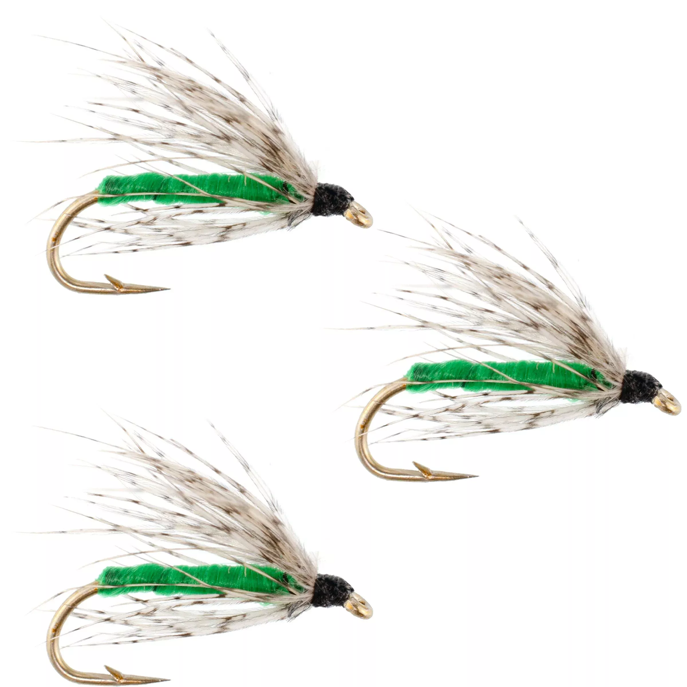 3 Pack Soft Hackle Partridge and Green Fly Fishing Wet Flies – Hook Size 14