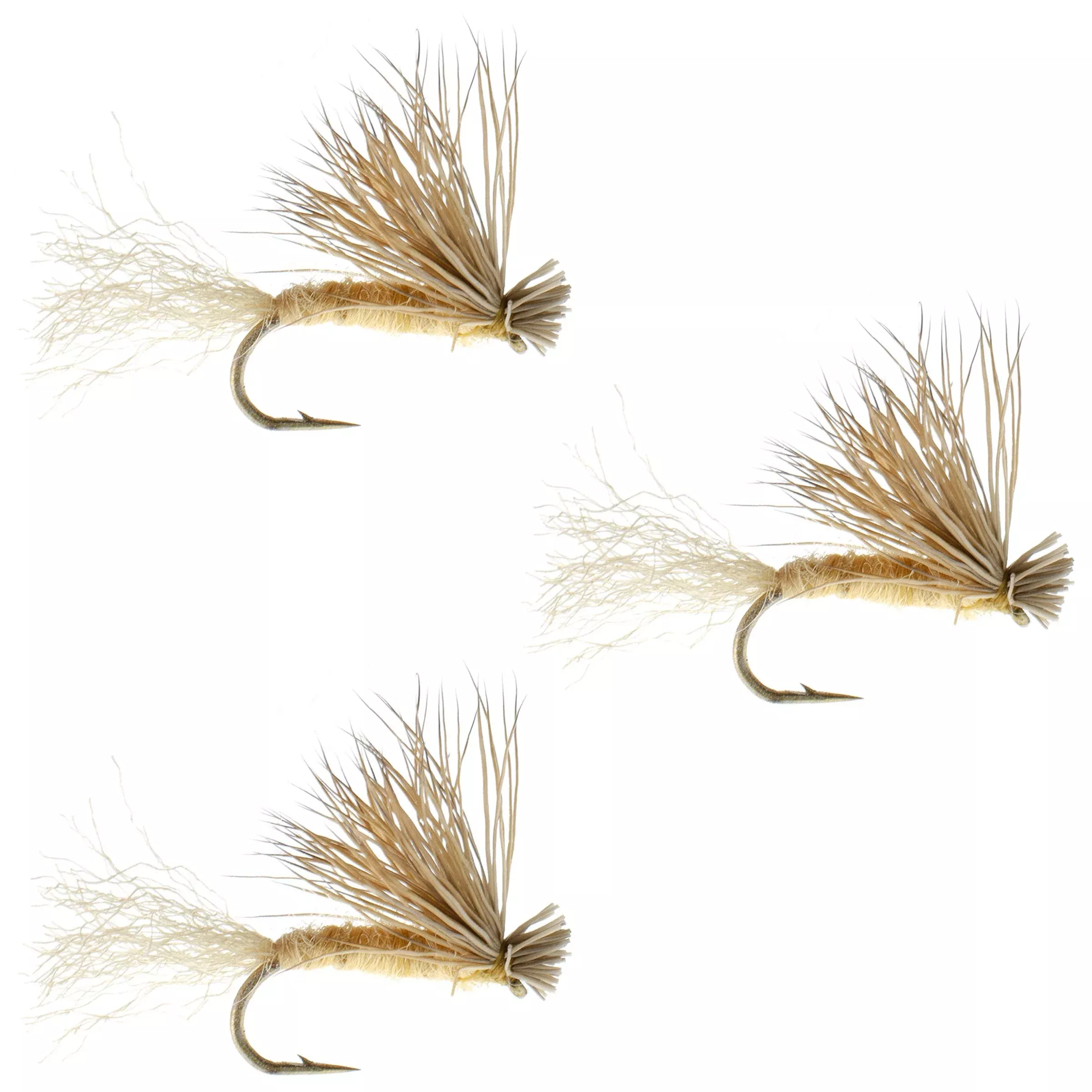 3 Pack Tan X Caddis Emerging Caddis Adult Trout Dry Fly – Hook Size 14