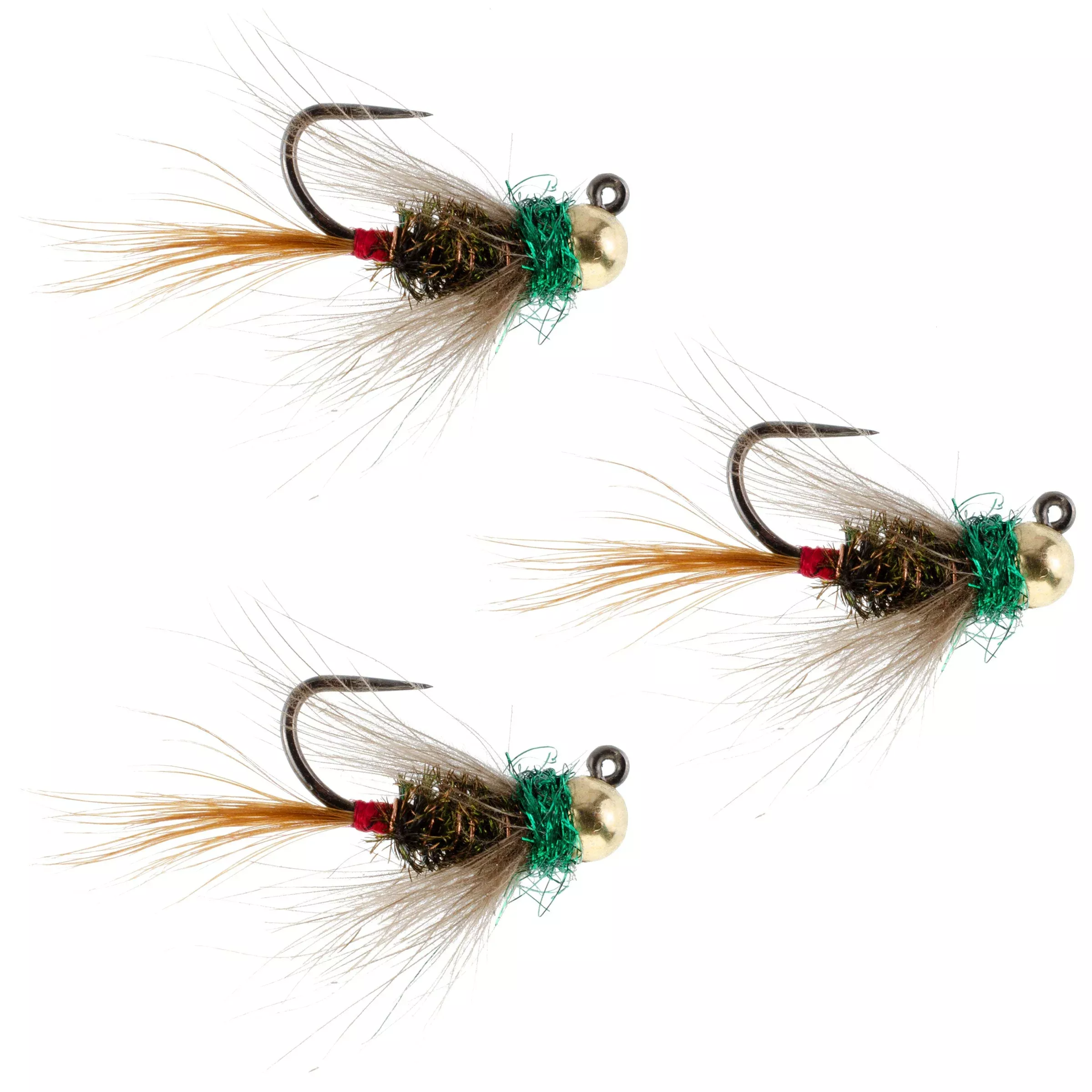 3 Pack Tungsten Bead Tactical CDC Frenchie Czech Nymph Euro Nymphing Fly – Hook Size 12
