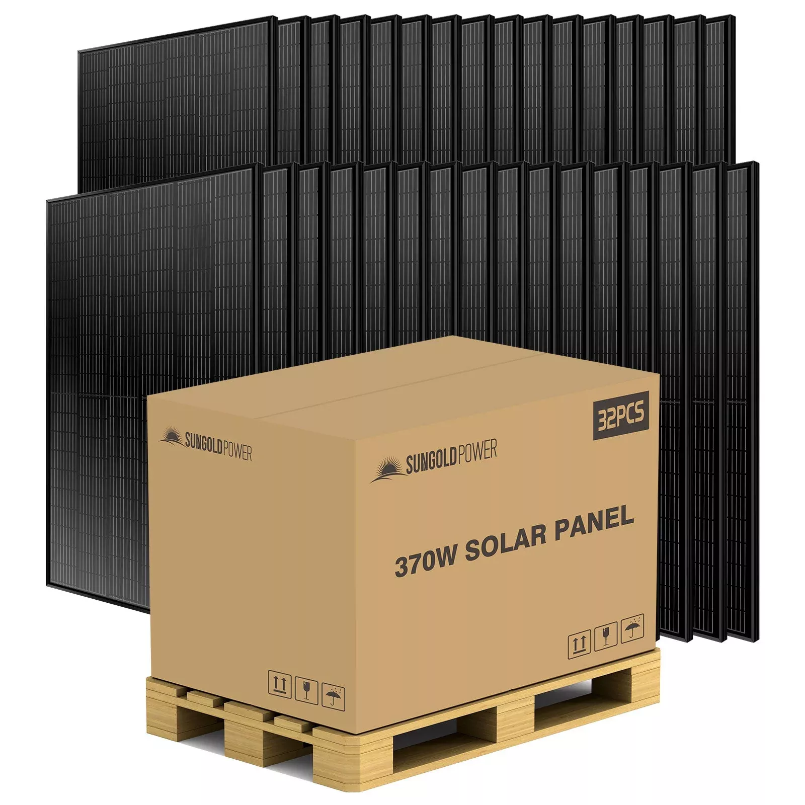 370W MONO BLACK PERC SOLAR PANEL FULL PALLET (32 PANELS) UL 61730