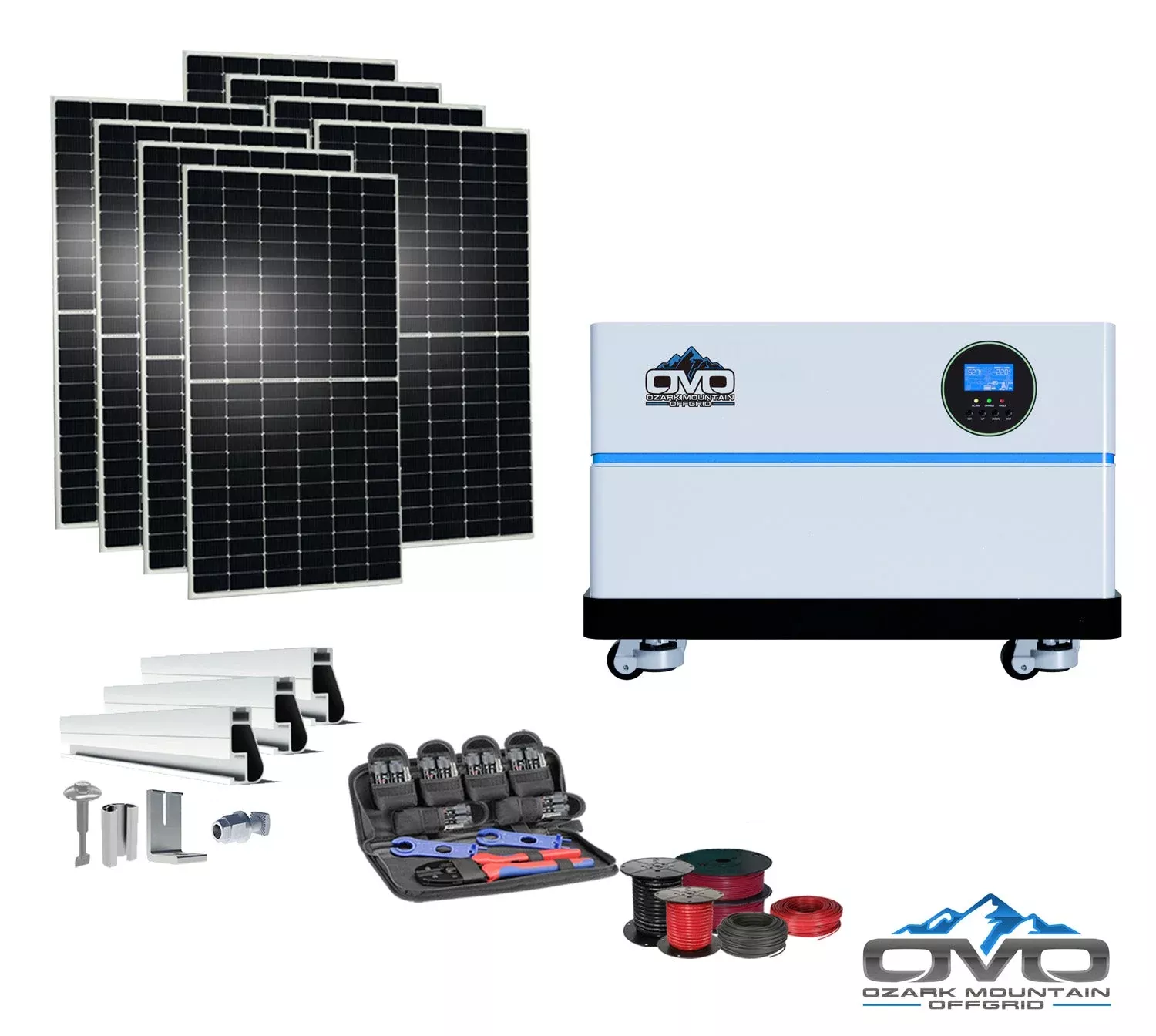 4.4KW OMO All-In-One Customizable Stacking Inverter/Battery System 5500W Inverter + 10.24K Lithium Battery + 4.4KW Solar Roof Mount
