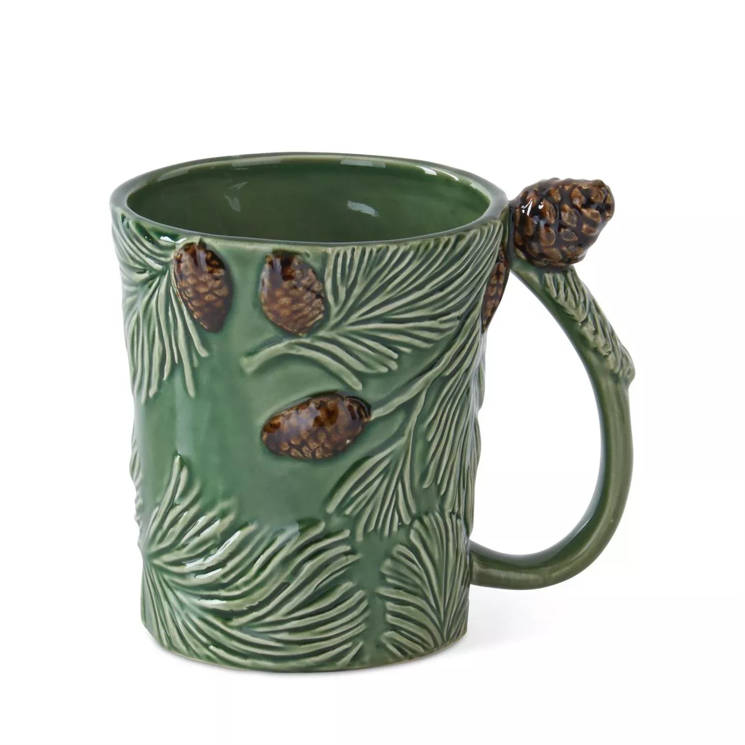4.5" Green Ceramic Pinecone Mug