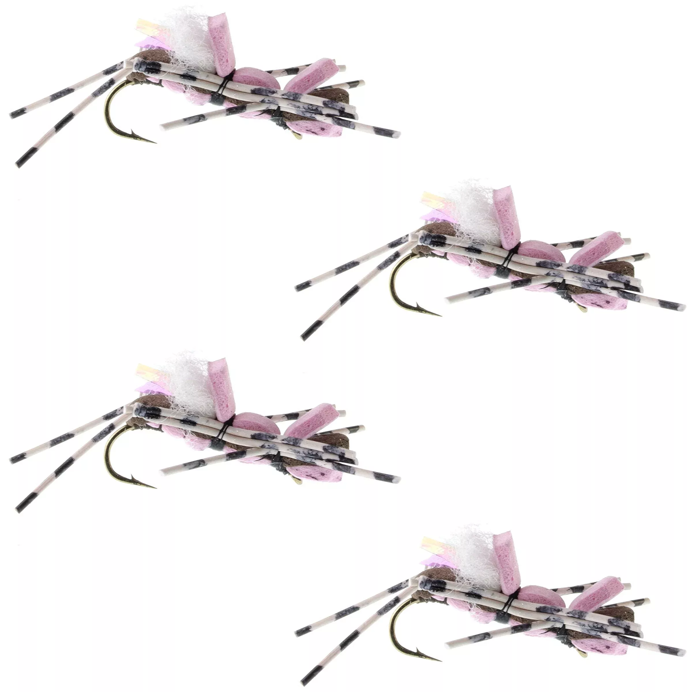 4 Pack Fat Albert Pink Foam Body Grasshopper Fly - Hook Size 10