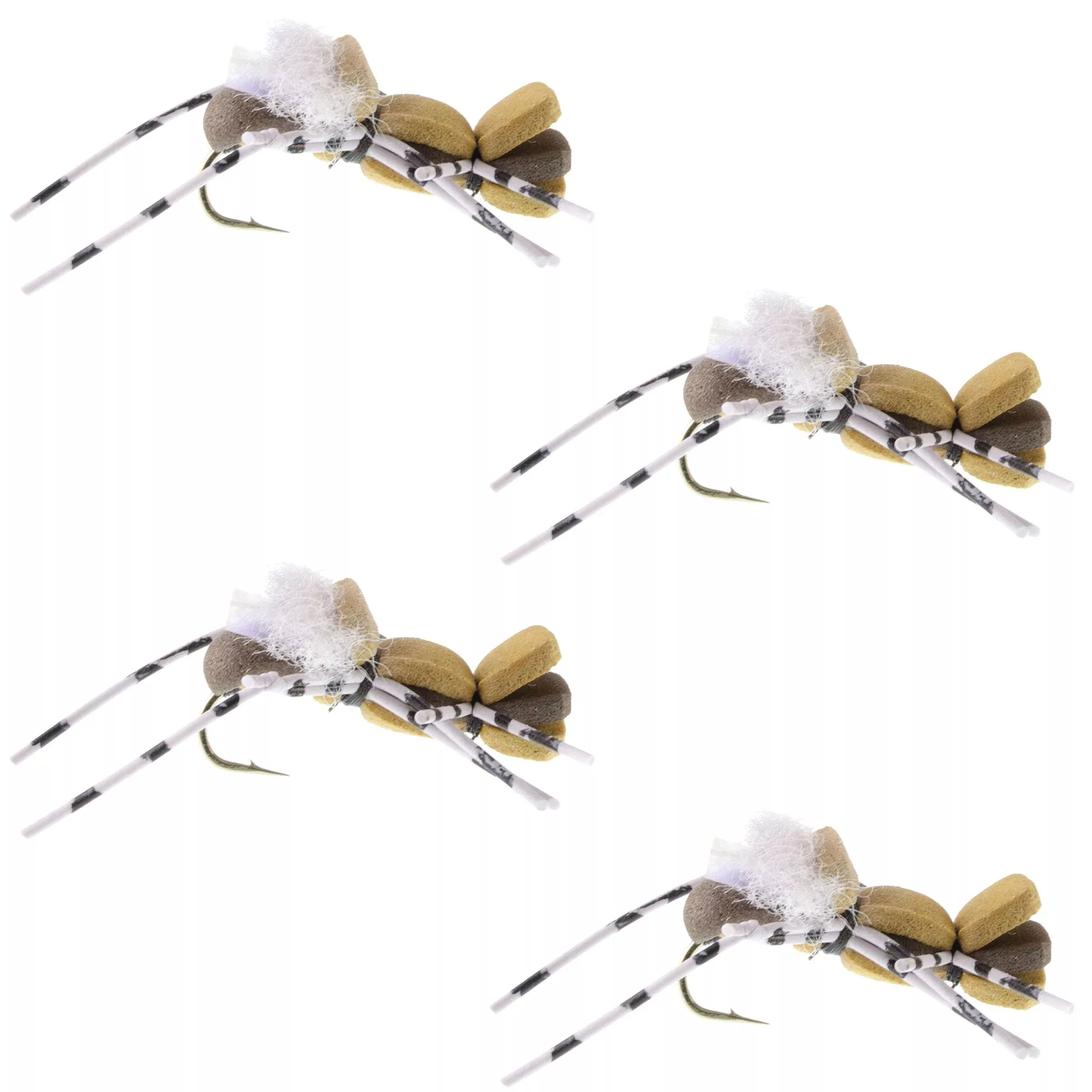 4 Pack Fat Albert Tan Foam Body Grasshopper Fly – Hook Size 10