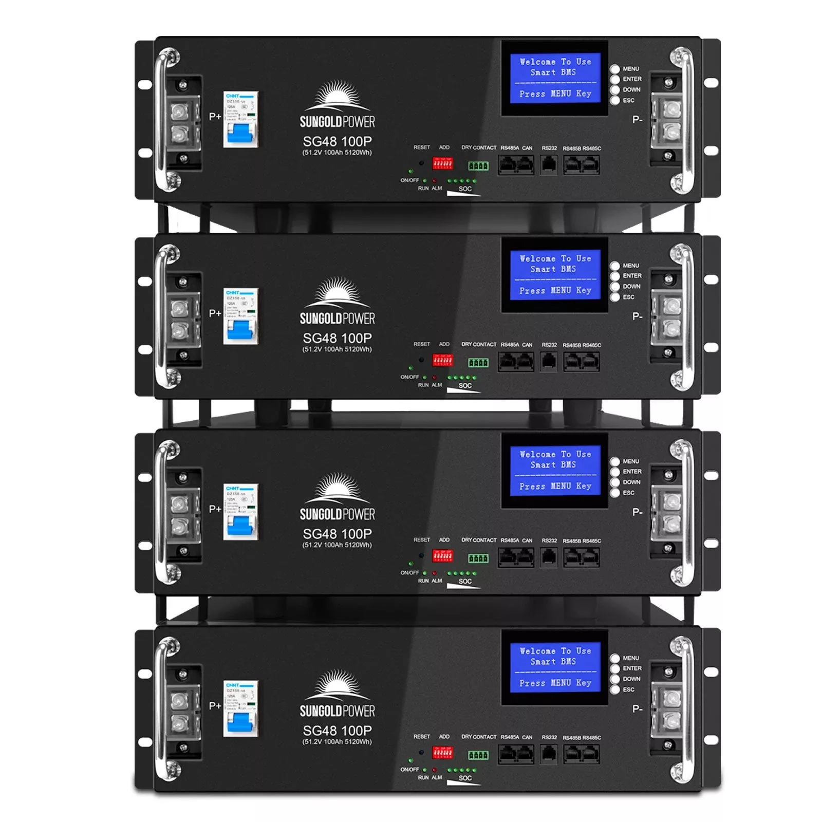 4 X 48V 100AH Server Rack LiFePO4 LithiumBattery SG48100P UL1973UL9540A
