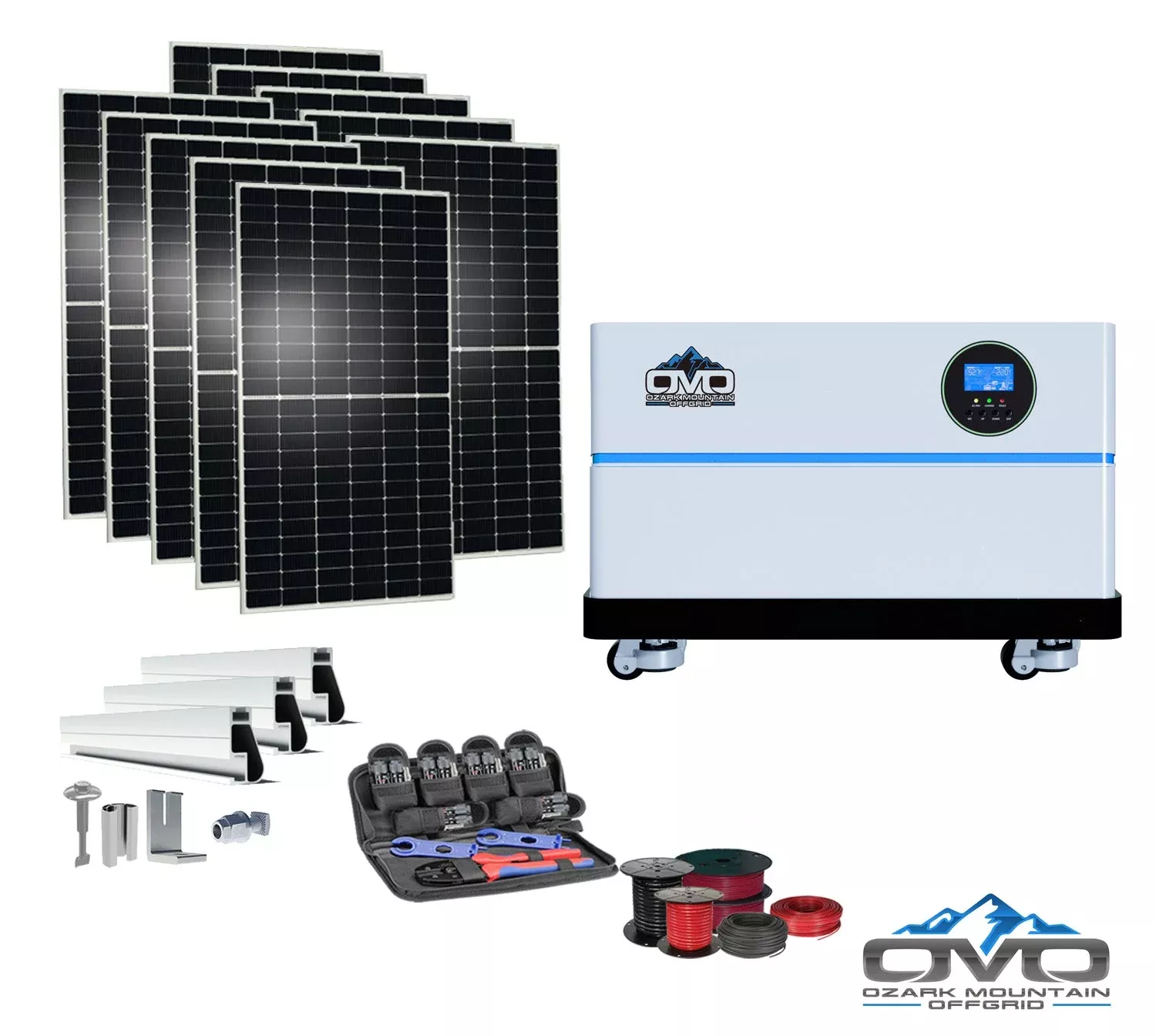 5.5KW OMO All-In-One Customizable Stacking Inverter/Battery System 5500W Inverter + 5.12K Lithium Battery + 5.5KW Solar Roof Mount