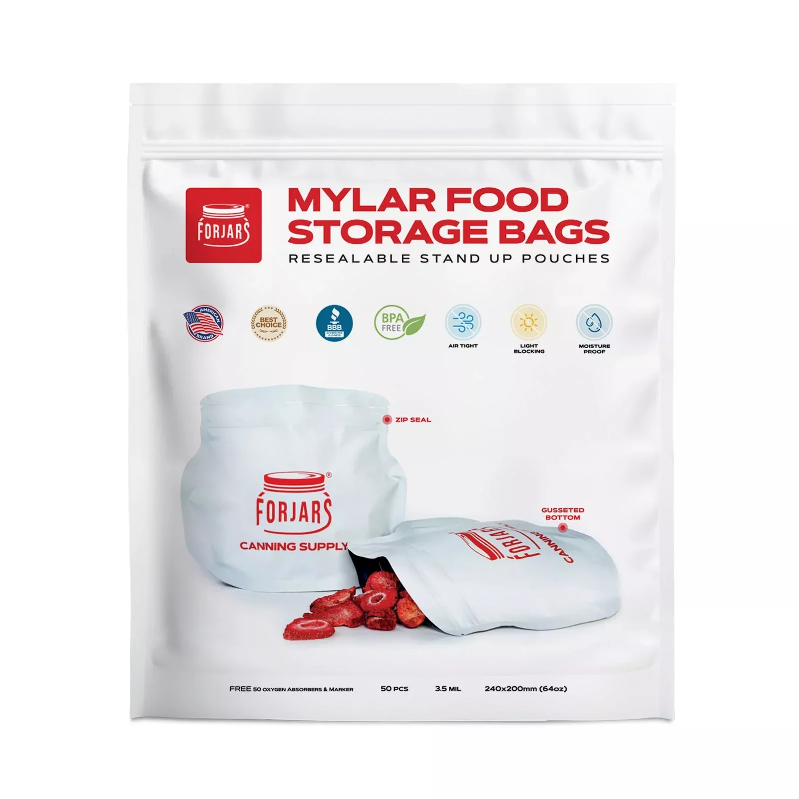 50 count 64oz Mylar Bags