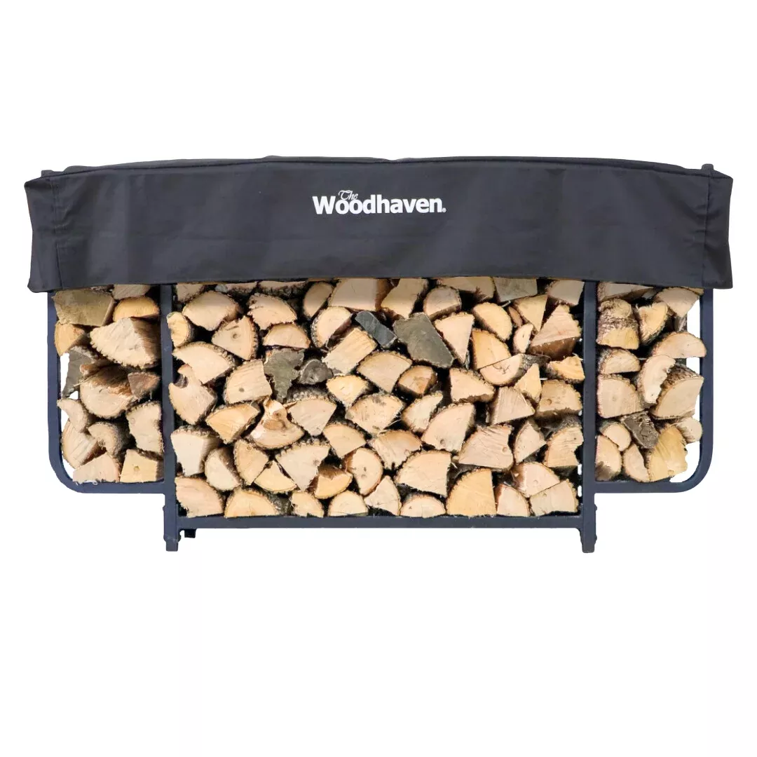 6 ft Courtyard Steel Firewood Rack with Cover