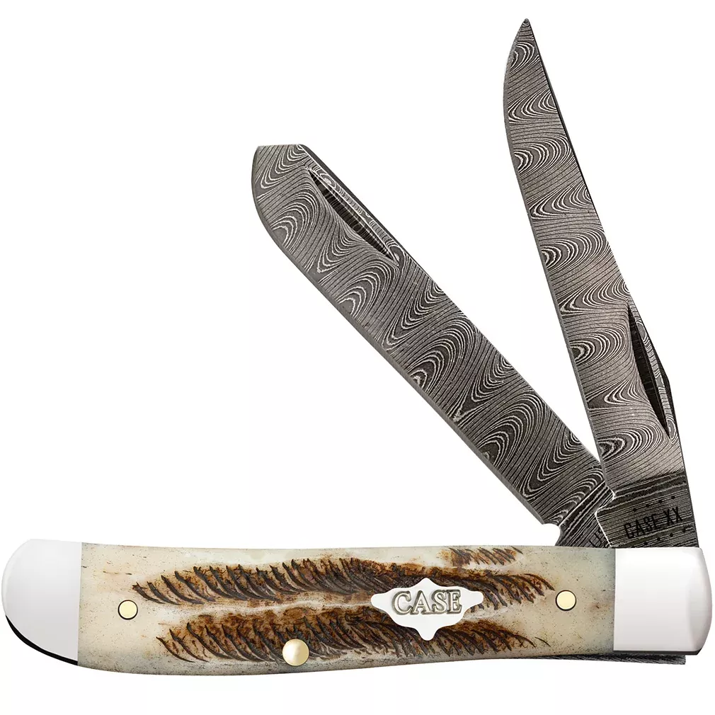 77466 MINI TRAPPER - VINTAGE BONE - DAMASCUS BLADES
