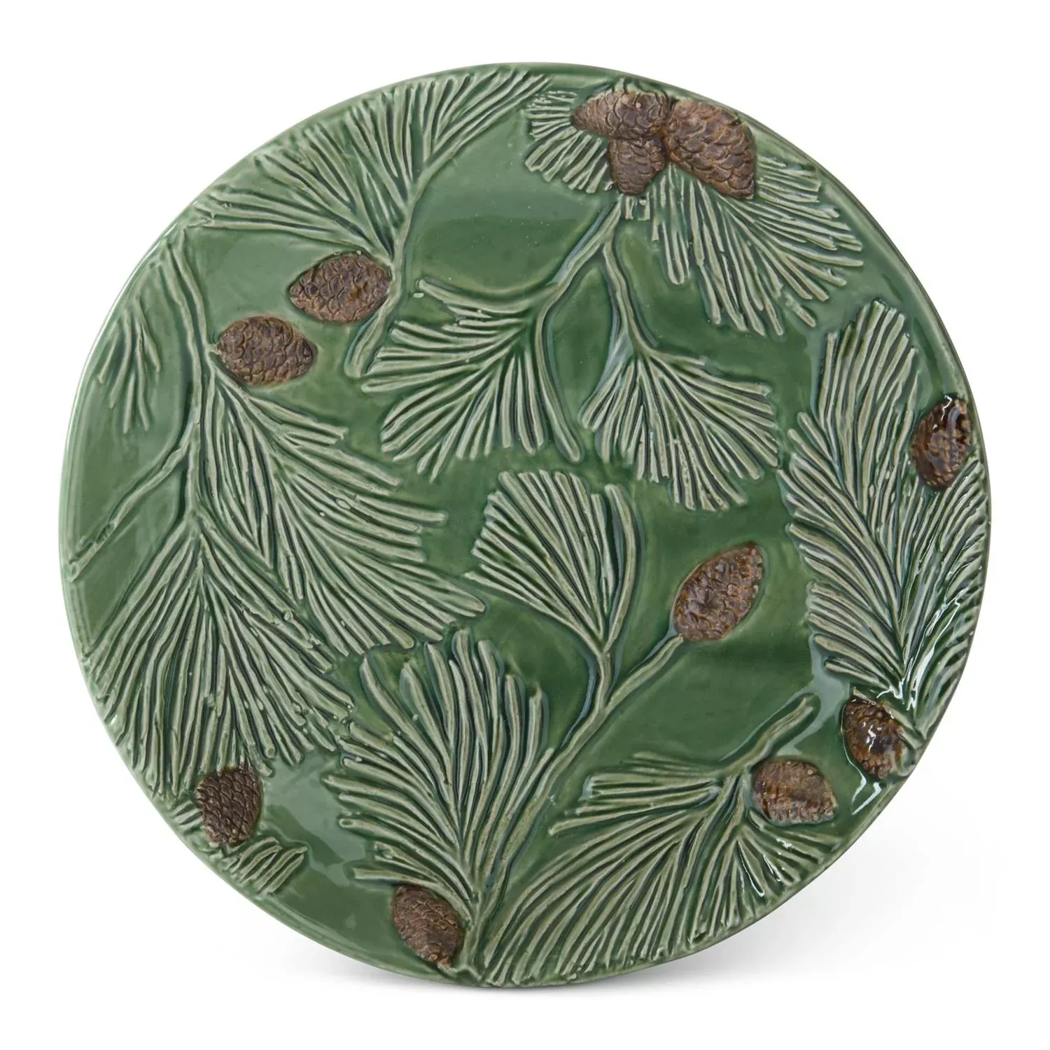 8.75" Green Ceramic Pinecone Plate