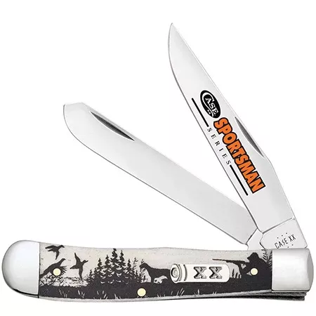 81224 HUNTER W/BIRD DOG – EMBELLISHED SMOOTH NATURAL BONE TRAPPER
