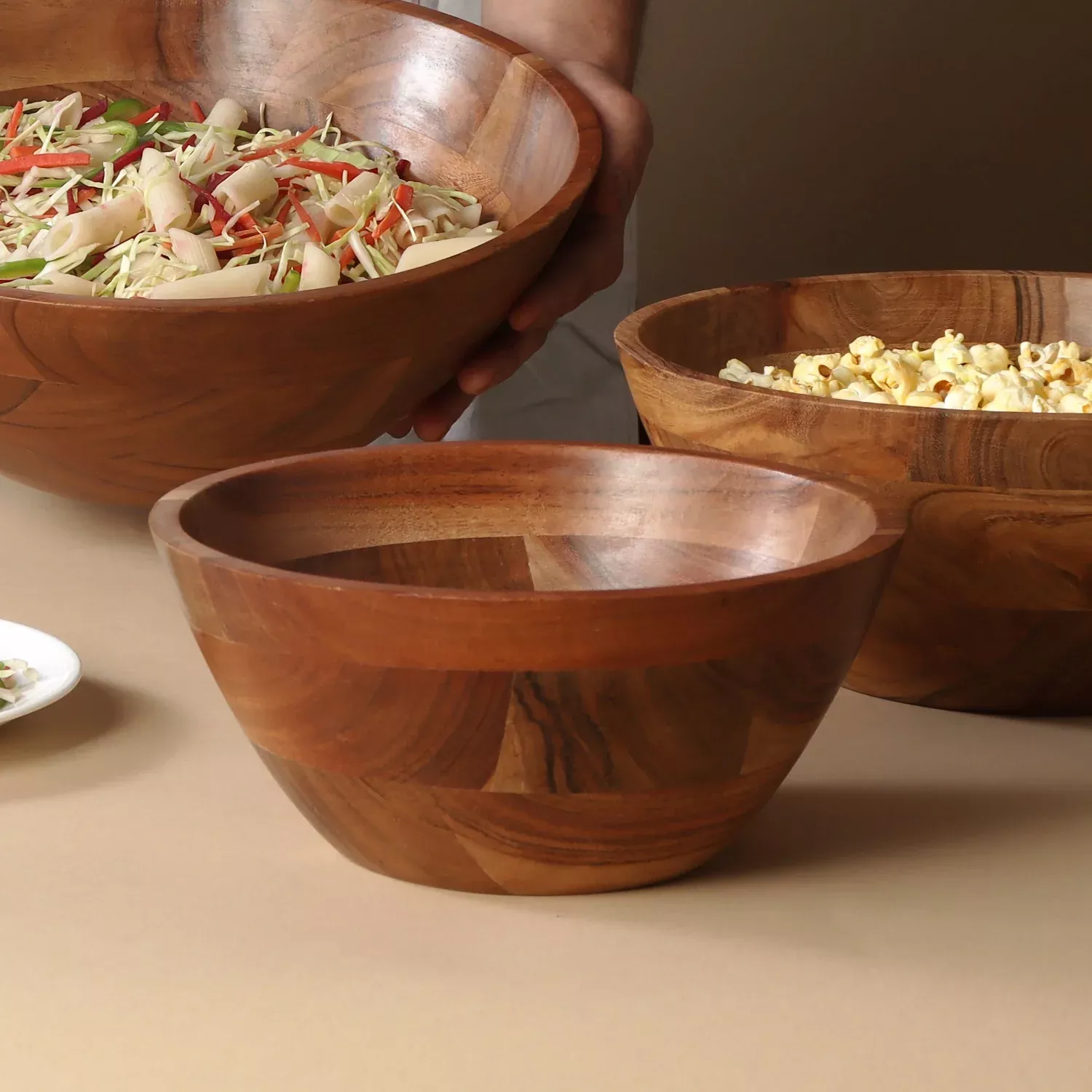 Acacia Wood Round Serving Bowl