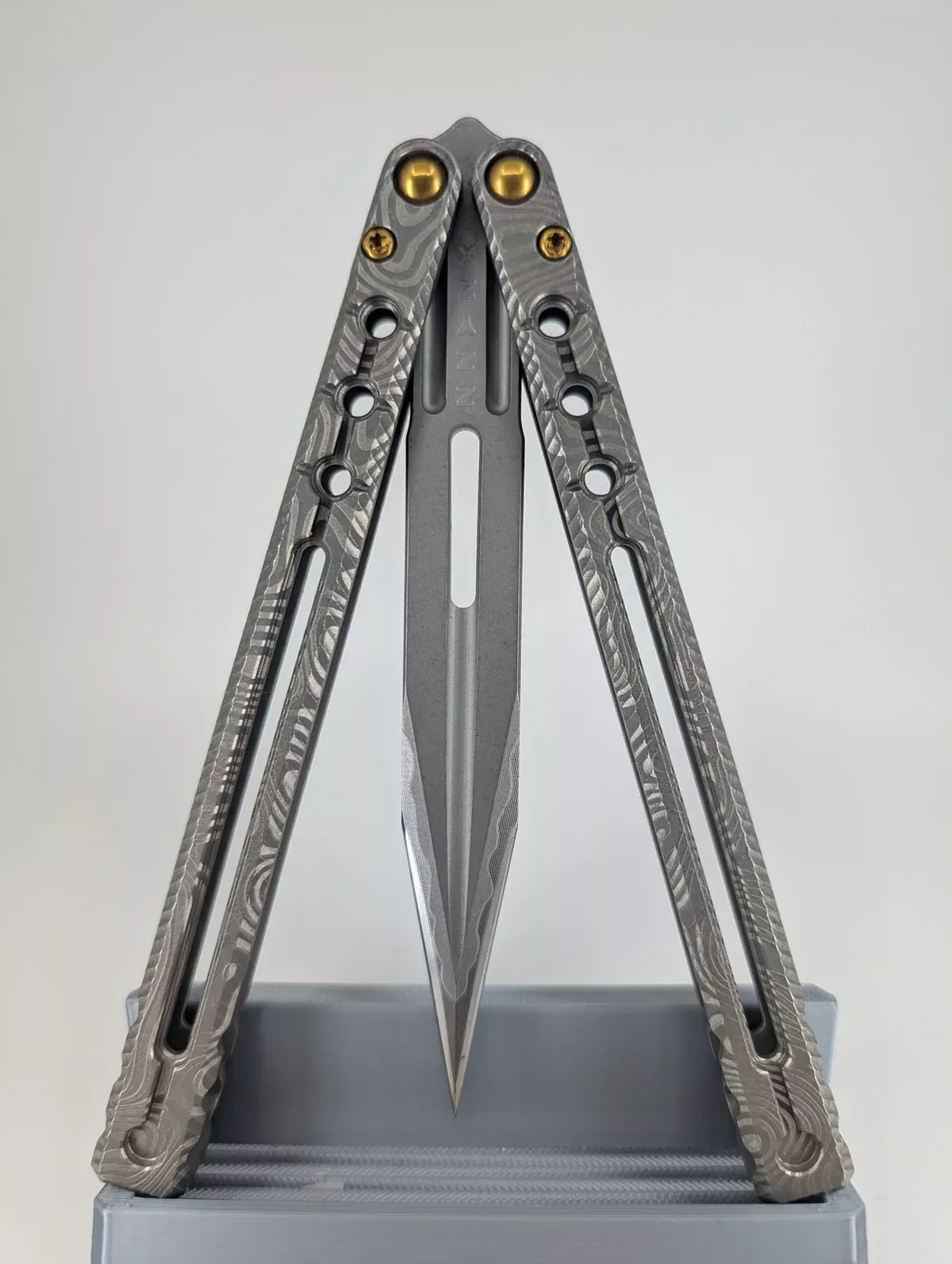 AcidWrx ZZYZX Judas Brass Hardware Live Blade Balisong #220