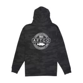 AFTCO Men's Bass Patch Pullover Hoodie - Black Camo - M