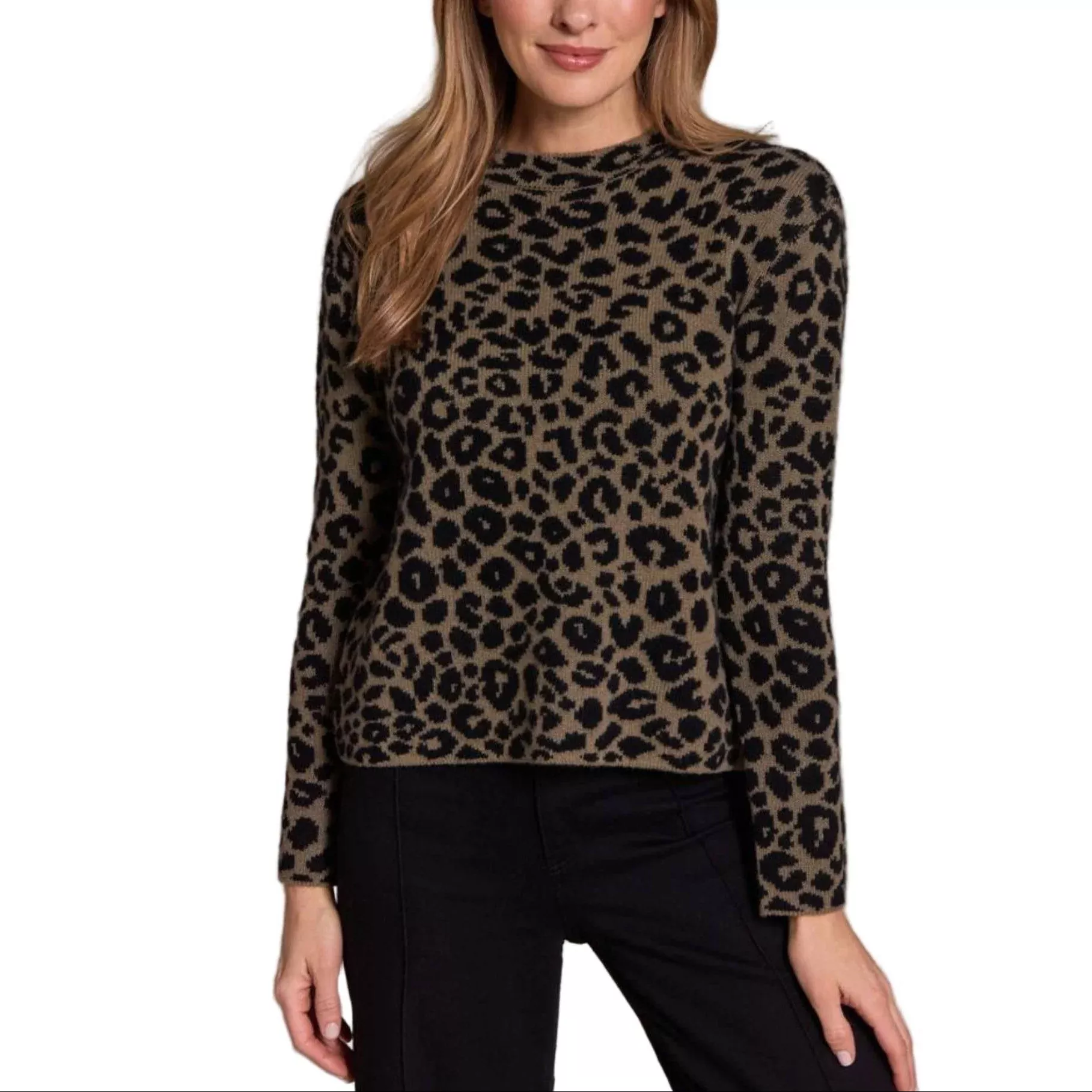 Alashan 100% Cashmere Sasha Leopard Crew