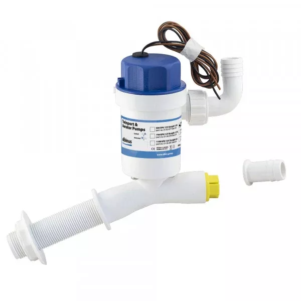 Albin Pump Cartridge Aerator Pump - 1100 GPH - 12V - Angled - 01-05-082