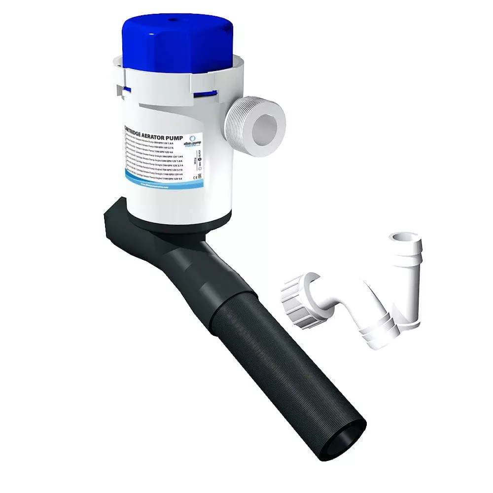 Albin Pump Cartridge Aerator Pump – 1100 GPH – 12V – Angled
