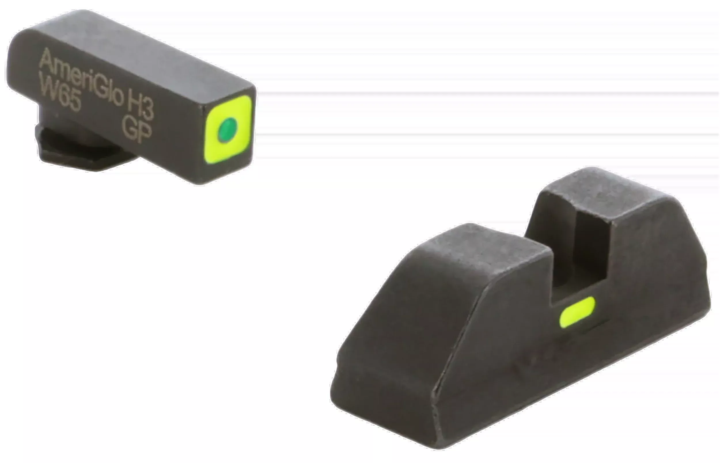AmeriGlo CAP (Combative Action Pistol) Sight Set for Glock, Green Tritium LumiGreen, GL614