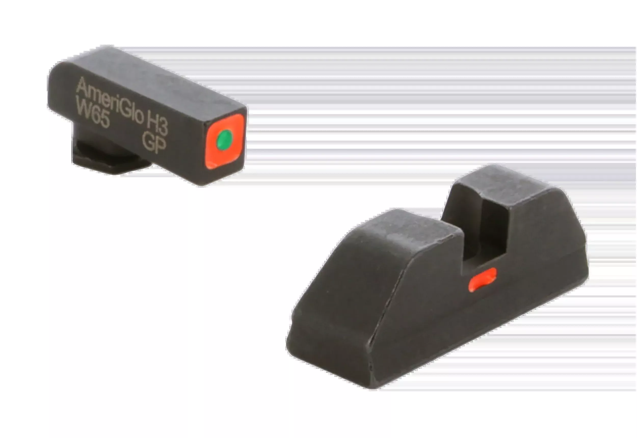 AmeriGlo CAP Night Sight Set for Glock, Green Tritium Front with Orange Outline, Orange Bar Rear – GL616
