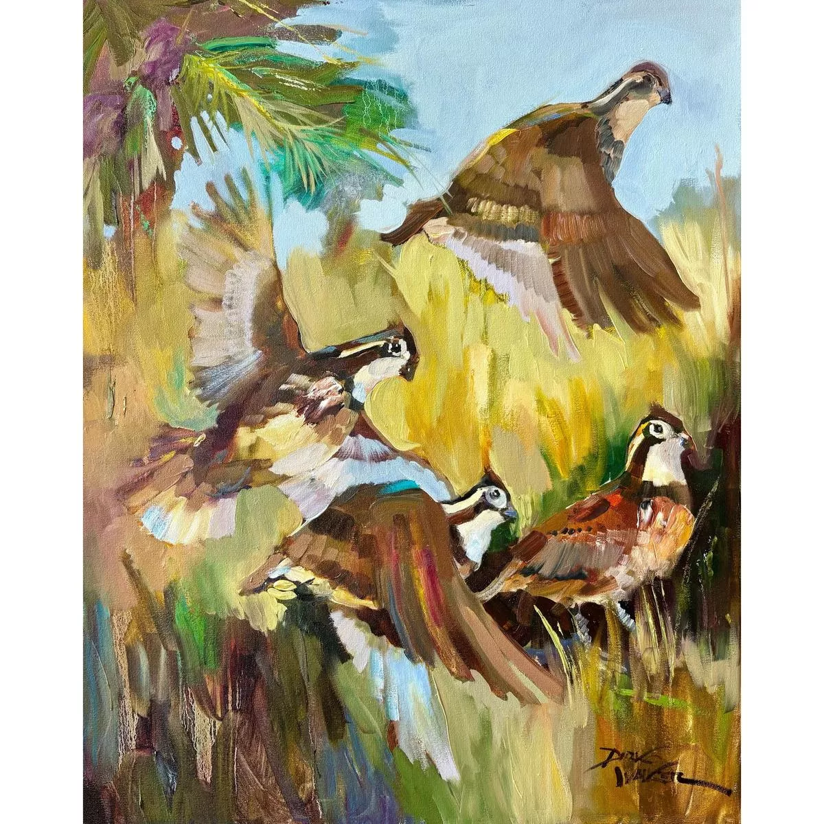 “Amongst the Longleaf Pines – Bobwhite Quail” Painting by Dirk Walker