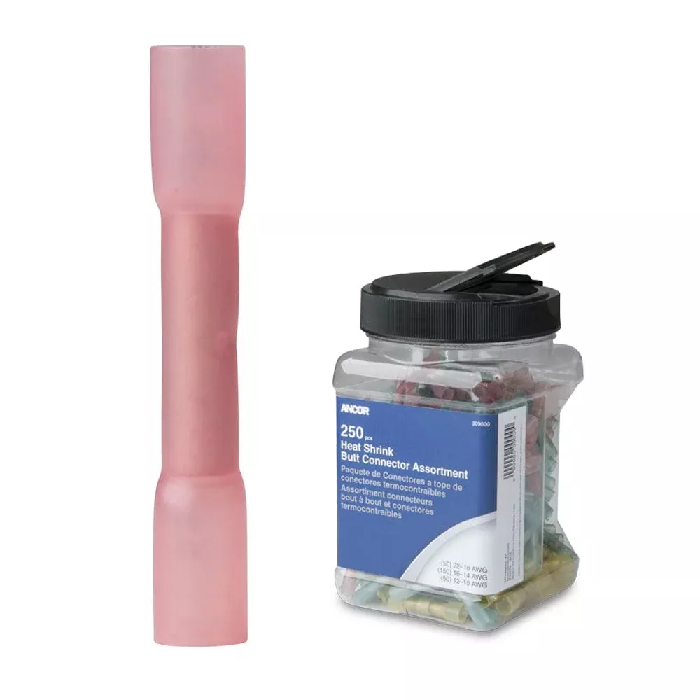 Ancor 22-18 AWG Heat Shrink Butt Connector – 250-Pieces – Jar