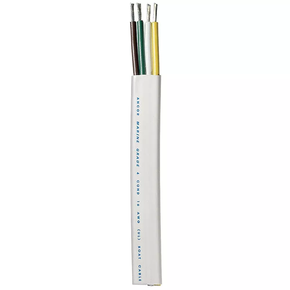 Ancor Trailer Cable - 16/4 AWG - Yellow/White/Green/Brown - Flat - 100'