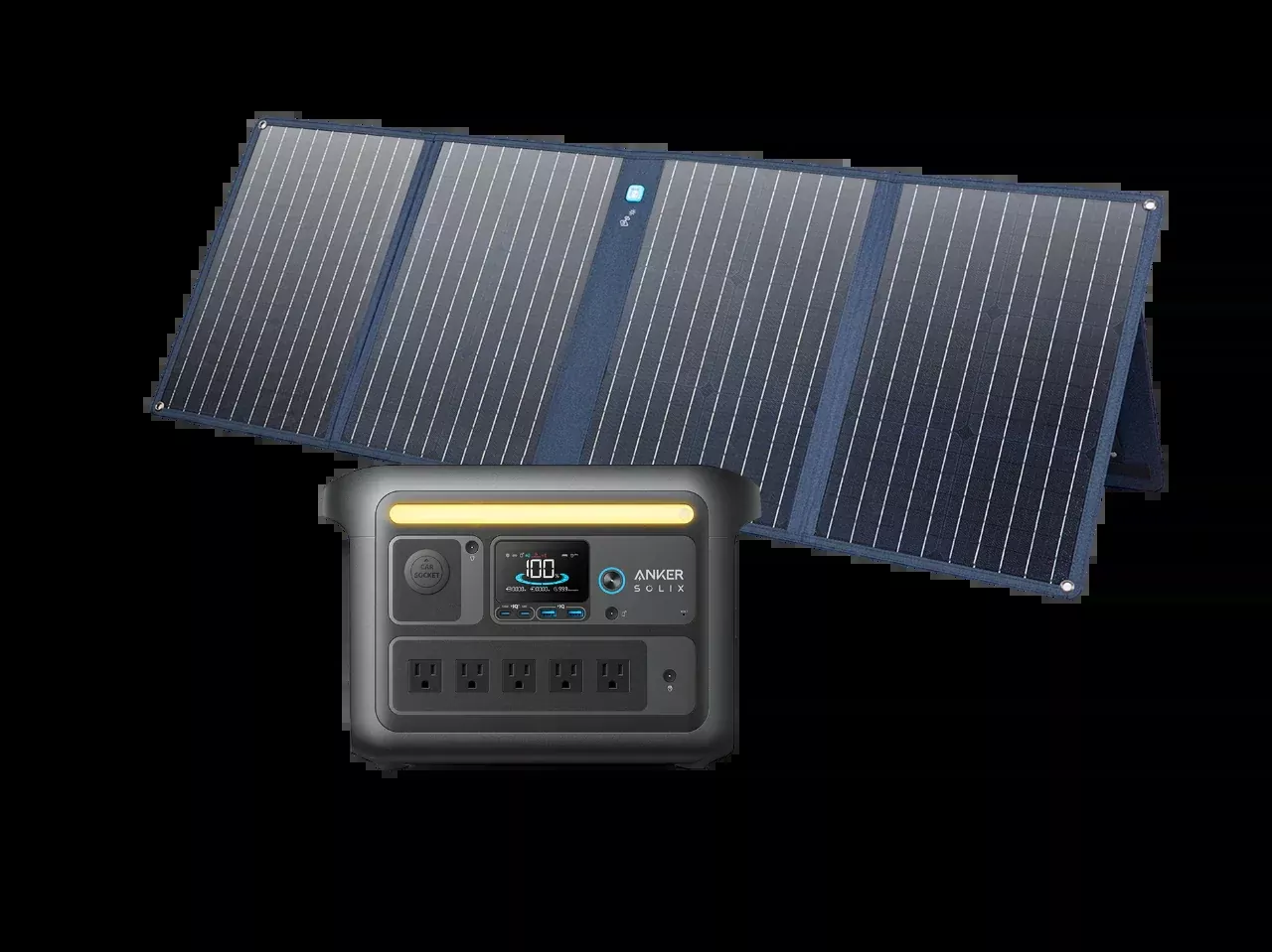 Anker SOLIX C800X Solar Generator + 100W Portable Solar Panel