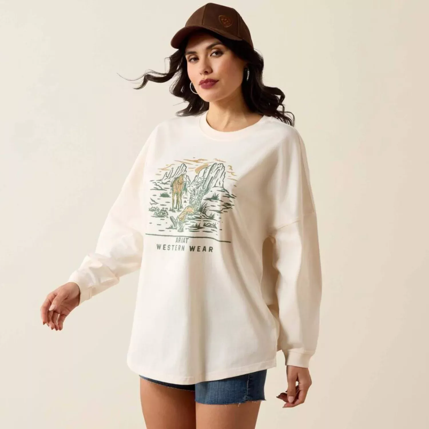 Ariat Women’s Canvas Oversized Long Sleeve T-Shirt