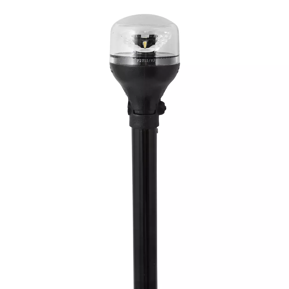 Attwood LightArmor All-Around Light – 12″ Black Pole – Black Horizontal Composite Base w/Adapter