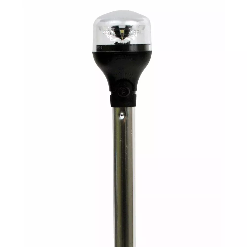 Attwood LightArmor All-Around Light – 20″ Aluminum Pole – Black Vertical Composite Base w/Adapter [5551-PA20-7]