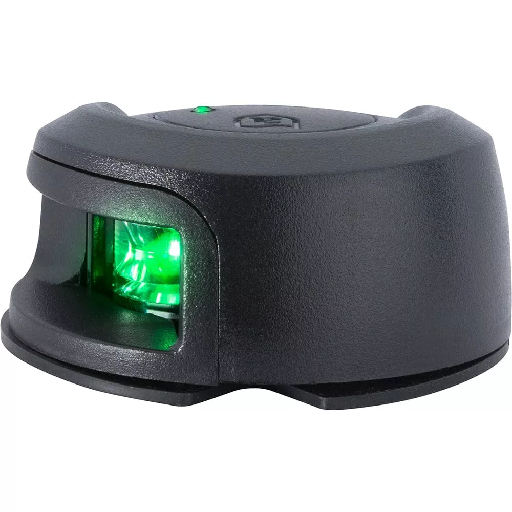 Attwood LightArmor Deck Mount Navigation Light – Black Composite – Starboard (green) – 2NM