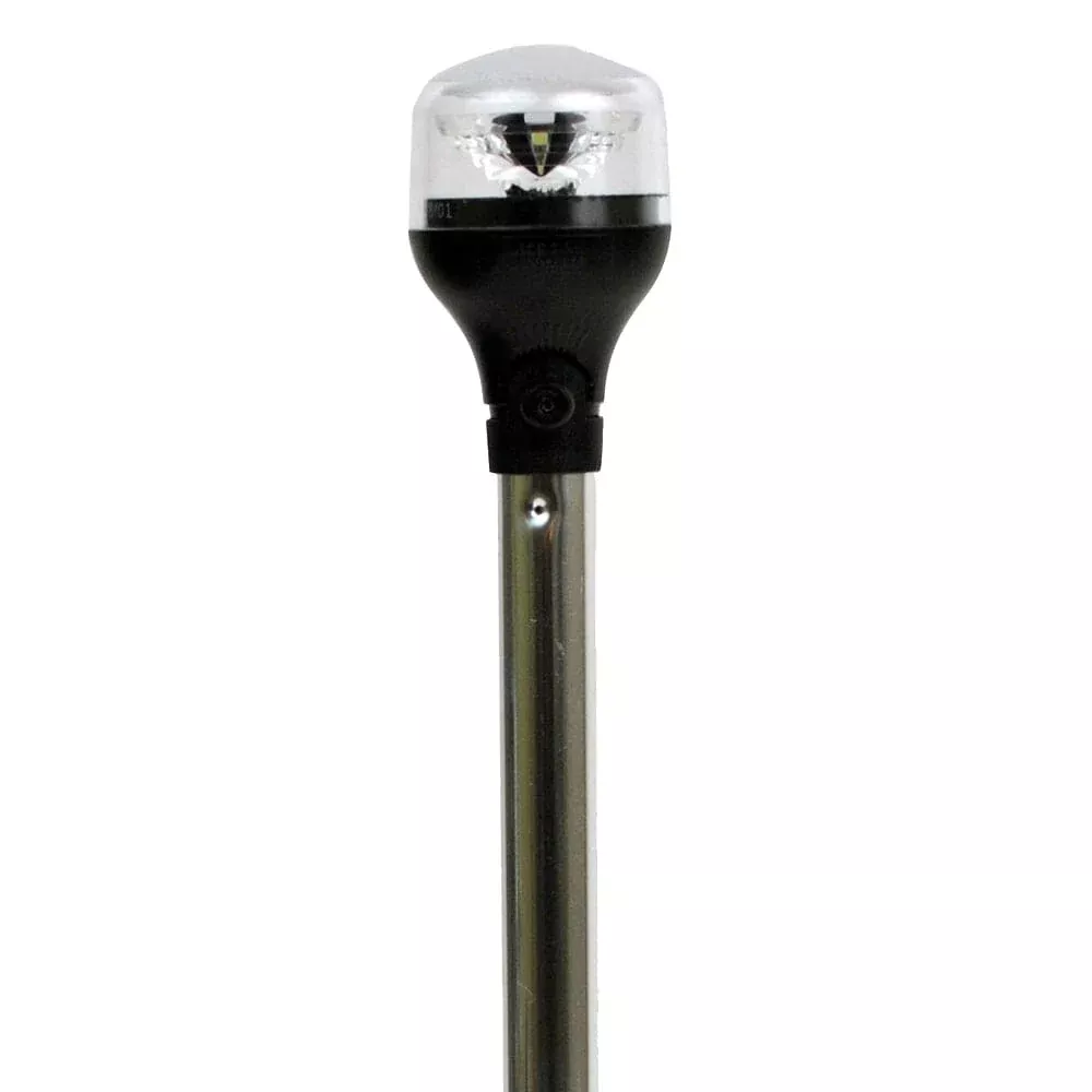 Attwood LightArmor Plug-In All-Around Light – 20″ Aluminum Pole – Black Horizontal Composite Base w/Adapter